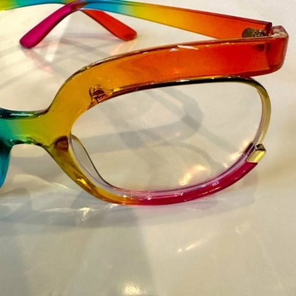 New Women Oversize Frame Rainbow Glasses Blue Light Blocking - Picture 6 of 16